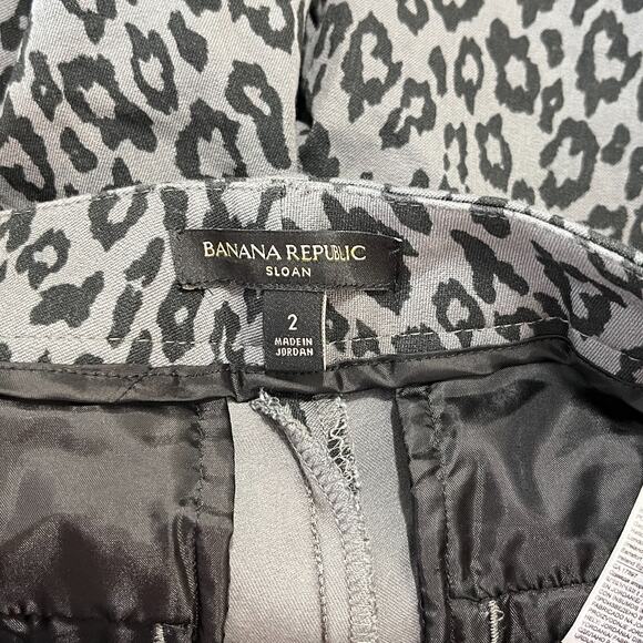 Banana Republic Womens Sloan Pants 2 Gray Cheetah Mid Rise Skinny Office‎ Casual - Picture 4 of 11